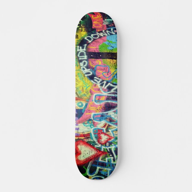 Modern Funny Typographic Love Heart Street Art Skateboard (Front)