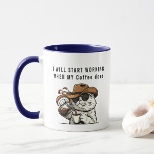 Modern Funny Typography Coffee Mugs Cowboy Pourin