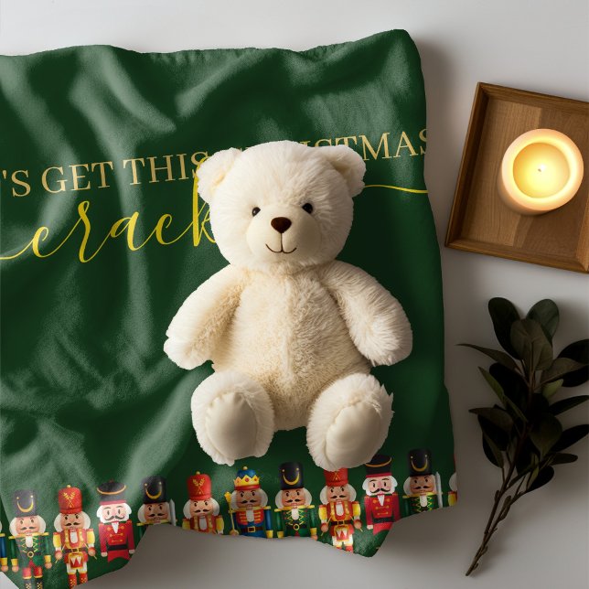 Modern Funny Unique Nutcracker Christmas Green Fleece Blanket (Creator Uploaded)