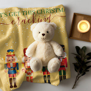 Modern Funny Unique Nutcracker Gold Christmas Sherpa Blanket