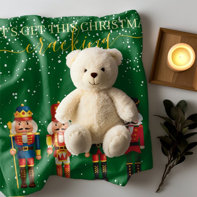 Modern Funny Unique Nutcracker Green Christmas Sherpa Blanket (Creator Uploaded)