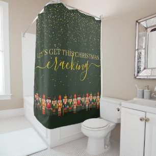 Modern Funny Unique Nutcracker Green Christmas Shower Curtain