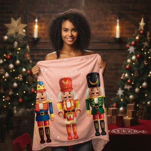 Modern Funny Unique Nutcracker Pink Christmas Sherpa Blanket