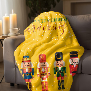 Modern Funny Unique Nutcracker Yellow Christmas Sherpa Blanket