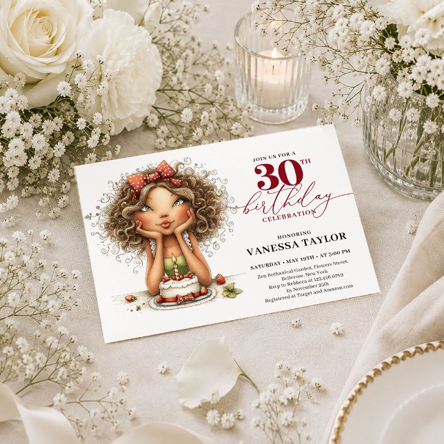 Modern Funny Woman 30th Birthday Deep Red Script I Invitation (Modern Funny Woman 30th Birthday Deep Red Script Invite

)