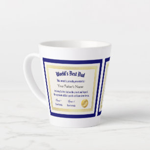 Modern Funny World's Best Dad Certificate  Latte Mug