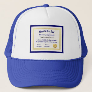 Modern Funny World's Best Dad Certificate Trucker Hat