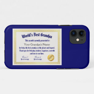 Modern Funny World's Best Grandpa Certificate Case-Mate iPhone Case