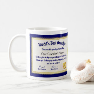 Modern Funny World's Best Grandpa Certificate Coffee Mug