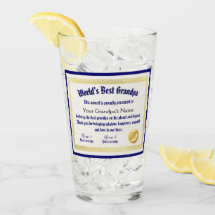 Modern Funny World's Best Grandpa Certificate Glass