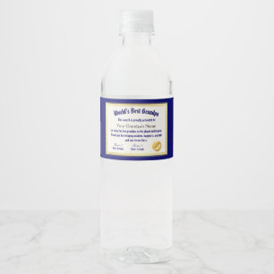 Modern Funny World's Best Grandpa Certificate Water Bottle Label