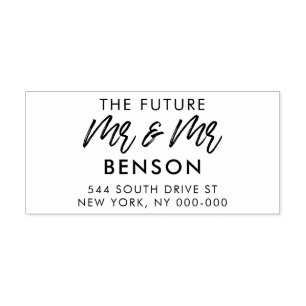 Modern future Mr & Mr gay wedding return address Self-inking Stamp