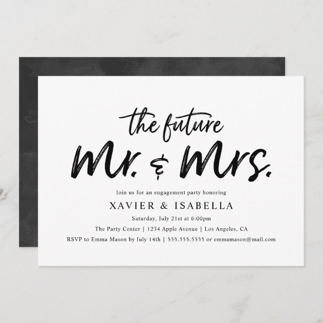 Modern Future Mr. & Mrs. Engagement Party Invitation (Front/Back)