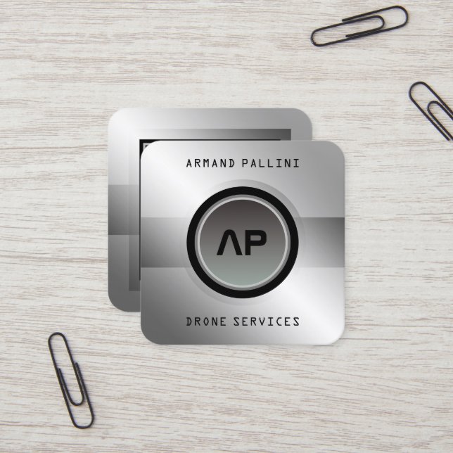 Modern futuristic button frame square business car square business card (Front/Back In Situ)