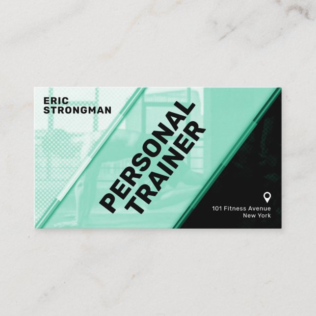Modern futuristic geometric fitness  business card (Front)