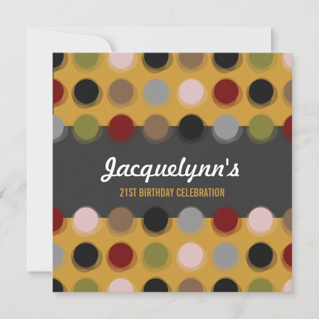Modern Fuzzy Dots Adult Birthday Party Invitation (Front)