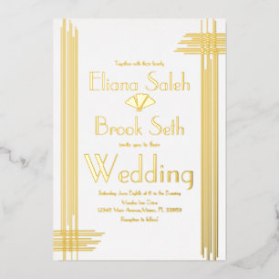 Modern Gabsty Art Deco Gold Wedding Pressed   Foil