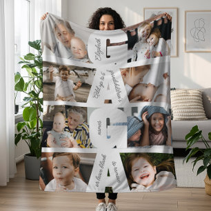 Modern Gaga Photo Collage & Grandkids' Names Fleece Blanket