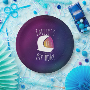 Modern Galaxy Astronaut Birthday Party  Paper Plate