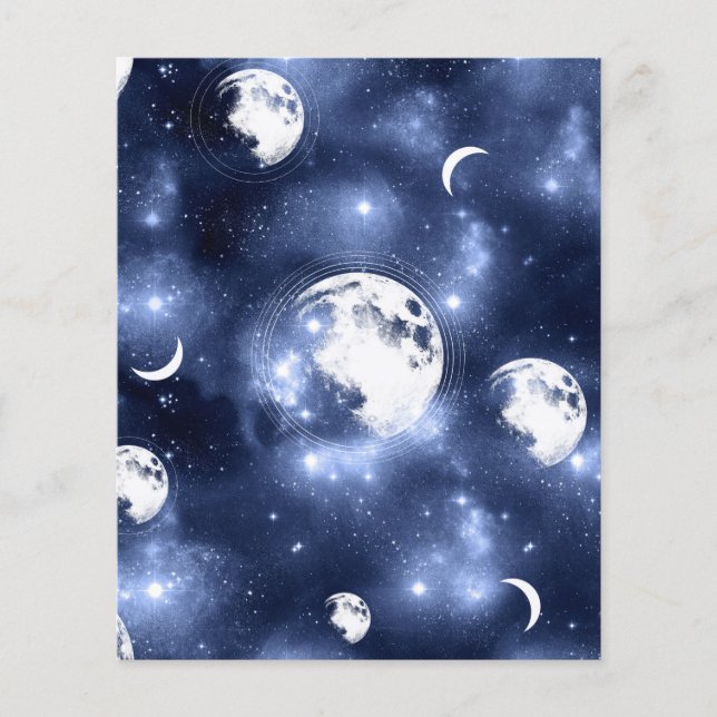 Modern galaxy blue sky moons and stars design (Front)
