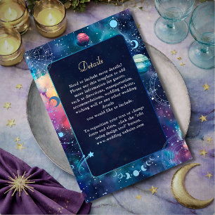 Modern galaxy moon phase celestial wedding details enclosure card