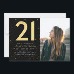 Modern Galaxy Photo Black Gold 21st Birthday Party Invitation<br><div class="desc">Modern Galaxy Photo Black and Gold Birthday Party Invitation</div>