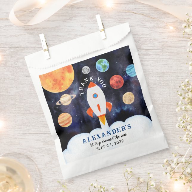 Modern Galaxy Planets Space Rocket Thank you Favour Bags (Clipped)