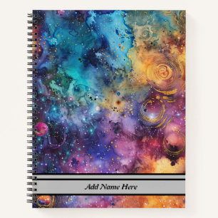 Modern Galaxy Space Themed Customisable Name  Notebook
