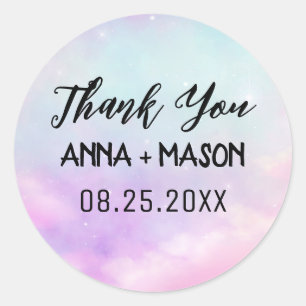 Modern Galaxy Star Thank You Wedding  Classic Round Sticker