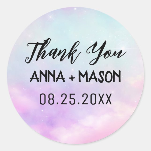 Modern Galaxy Star Thank You Wedding  Classic Round Sticker (Front)
