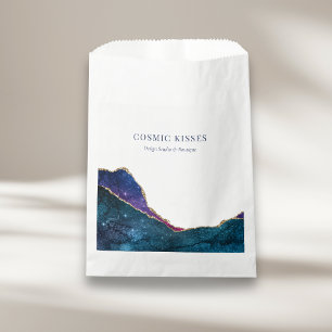 Modern Galaxy Vibrant Celestial Brand Logo White Favour Bags