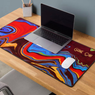 Modern Game On Abstract Distressed Colourful Gamer Desk Mat