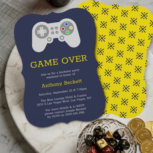 Modern Game Over Bachelor Party Invitations (Creator Uploaded)
