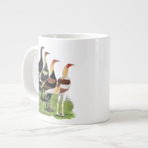 Modern Game Roosters Large Coffee Mug