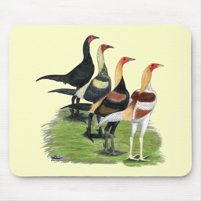 Modern Game Roosters Mouse Mat (Front)