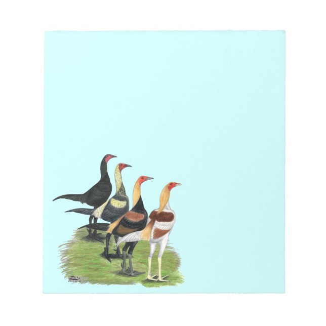 Modern Game Roosters Notepad (Front)