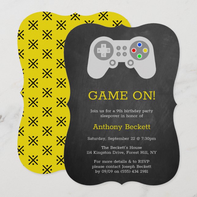 Modern Gamer Any Age Birthday Invitation (Front/Back)