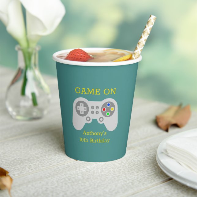 Modern Gamer Any Age Birthday Paper Cups (Insitu)