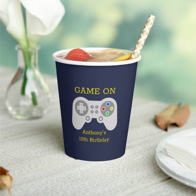 Modern Gamer Any Age Birthday Paper Cups (Insitu)