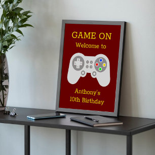 Modern Gamer Any Age Birthday Party Welcome Poster