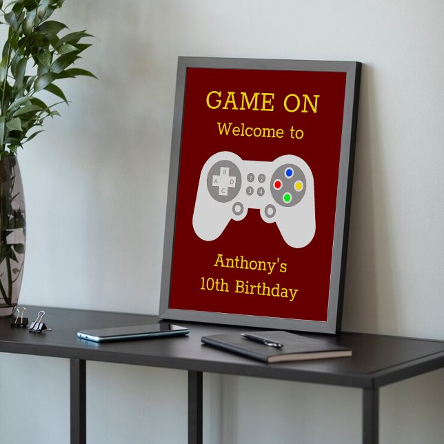 Modern Gamer Any Age Birthday Party Welcome Poster (Creator Uploaded)