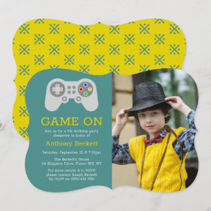 Modern Gamer Any Age Birthday Photo Invitation