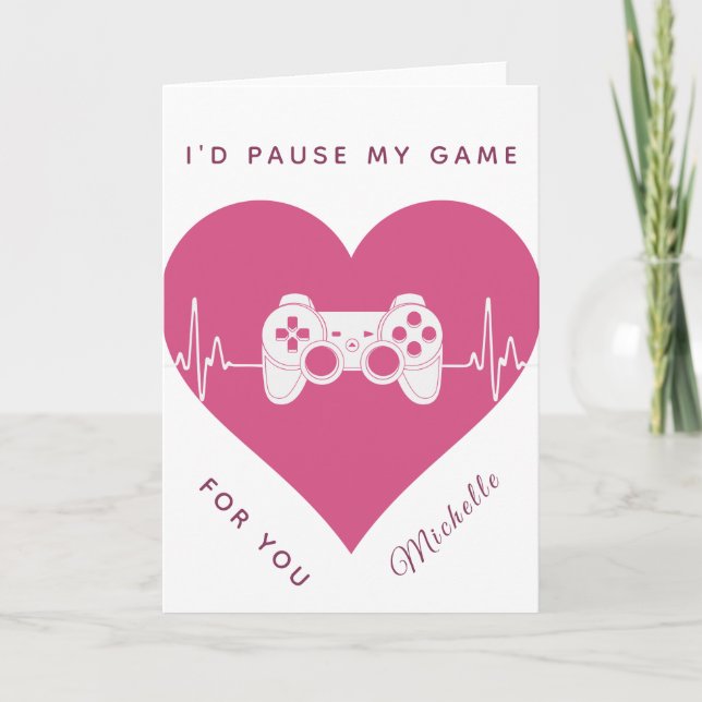 Modern Gaming Controller Valentine's Day Gamer Card (Front)