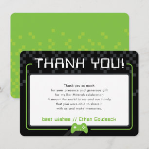 MODERN GAMING THANKS black lime neon green Thank You Card