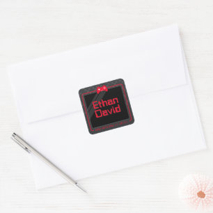 MODERN GAMING trendy cool fun red black Square Sticker