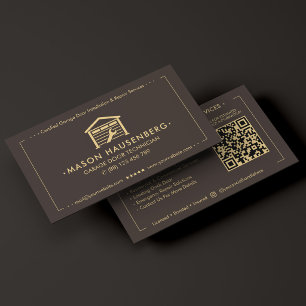 Modern Garage Door Contractor Espresso Business Card