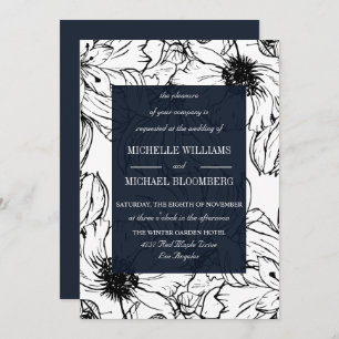 Modern Garden   Blue   Floral wedding Invitation