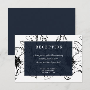 Modern Garden   Blue   Floral wedding RSVP Invitation