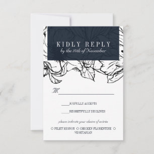 Modern Garden Blue wedding Meal Choice RSVP Card