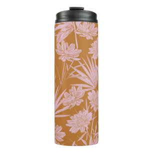 Modern garden flower monotone retro mood seamless thermal tumbler